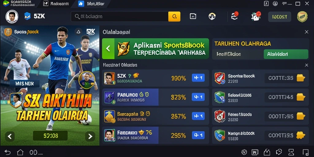 Screenshot utama 5ZK menampilkan taruhan olahraga yang menarik.