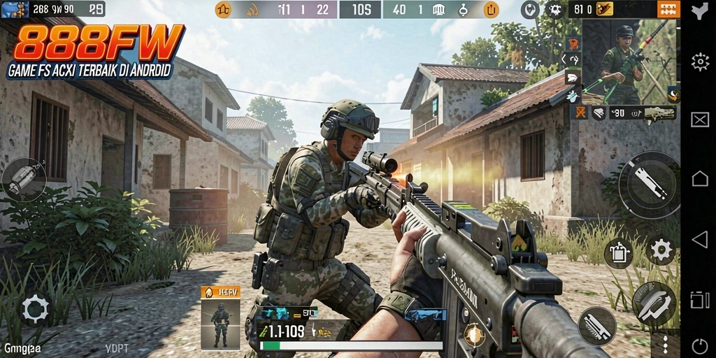 Tampilan gameplay intens dari game FPS 888FW.