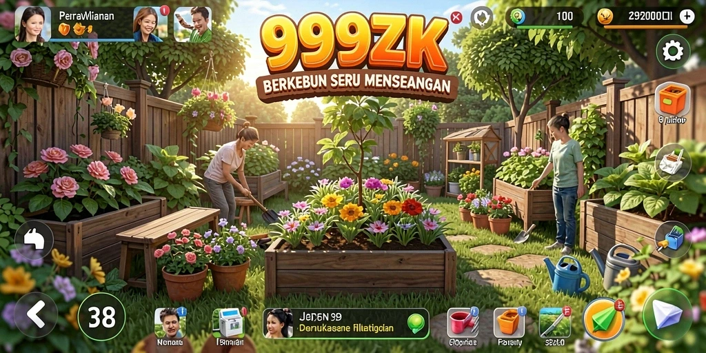 Tampilan gameplay seru di 999ZK dengan kebun yang subur.