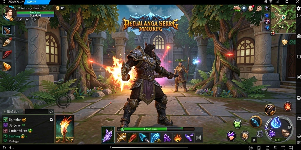 Tangkapan layar menunjukkan aksi mendebarkan dalam gameplay ADAM77.