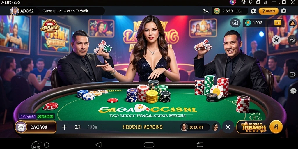 Screenshot gameplay ADG62 menampilkan suasana Live Casino yang seru.