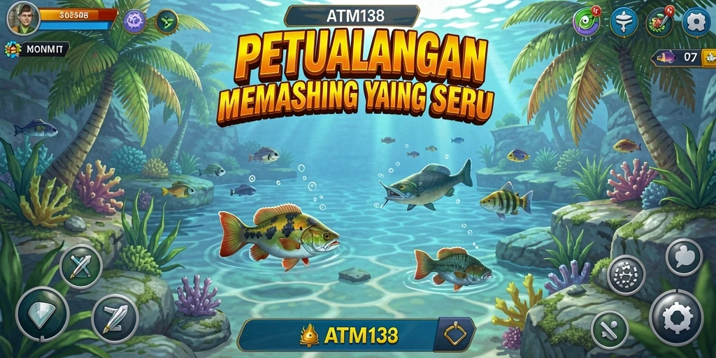 Screenshot gameplay ATM138 menunjukkan suasana memancing yang seru.