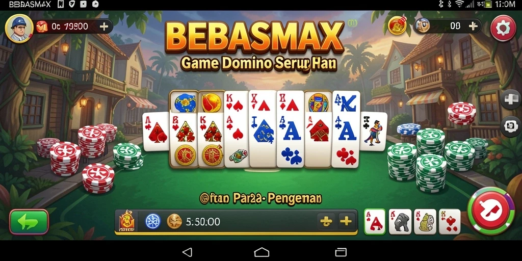 Screenshot gameplay BEBASMAX yang menunjukkan keseruan bermain Domino.