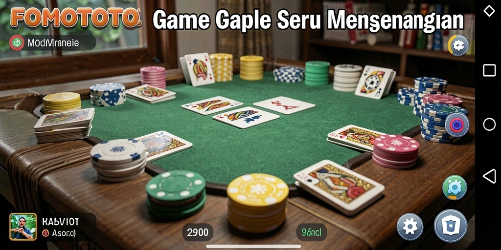 Tampilan screenshot FOMOTOTO dengan gameplay Gaple yang seru.