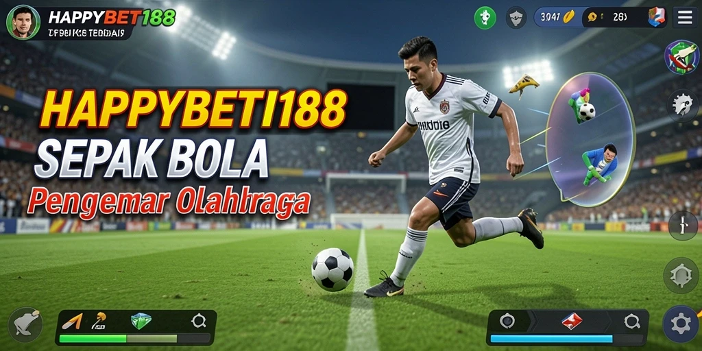 Tampilan gameplay <strong>HAPPYBET188</strong> dengan aksi sepak bola yang seru.