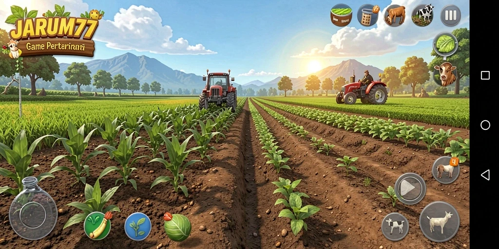 Screenshot gameplay JARUM77 menunjukkan keseruan bertani di lahan virtual.