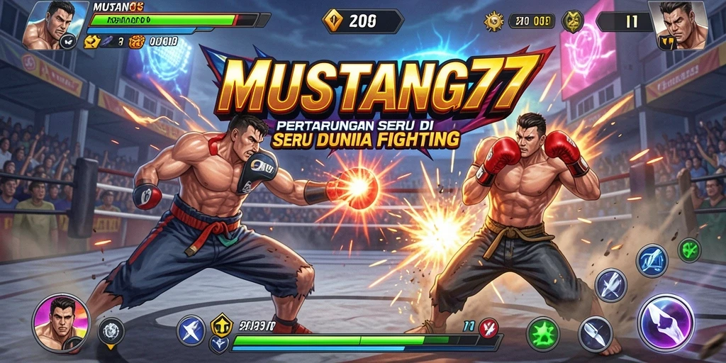 Tampilan aksi pertarungan seru dalam game MUSTANG77.