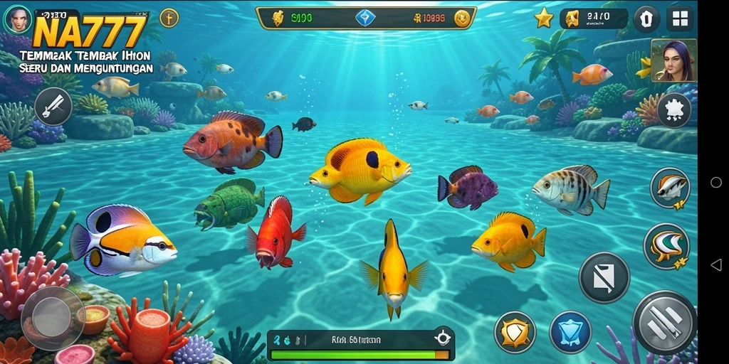 Screenshot menunjukkan aksi menembak ikan dalam NA777.