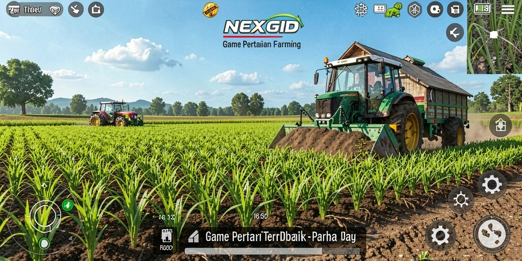 Tampilan gameplay menarik di NEXGID dengan aktivitas pertanian