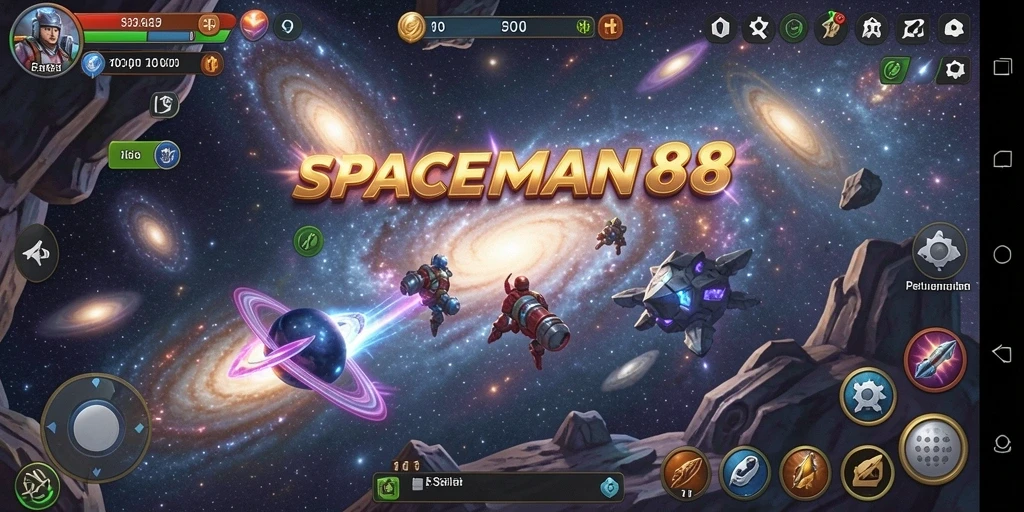 Screenshot gameplay SPACEMAN88 yang menampilkan petualangan luar angkasa.