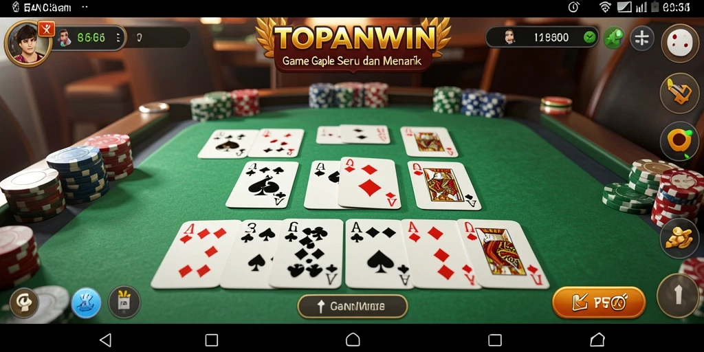 Tampilan gameplay TOPANWIN yang seru dalam permainan Gaple.