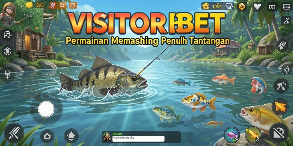 Tampilan gameplay VISITORBET yang realistis saat memancing.