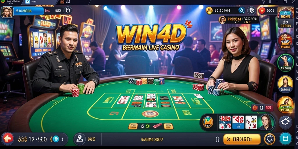 Tangkapan layar gameplay <strong>WIN4D</strong> yang menunjukkan suasana Live Casino yang mendebarkan.