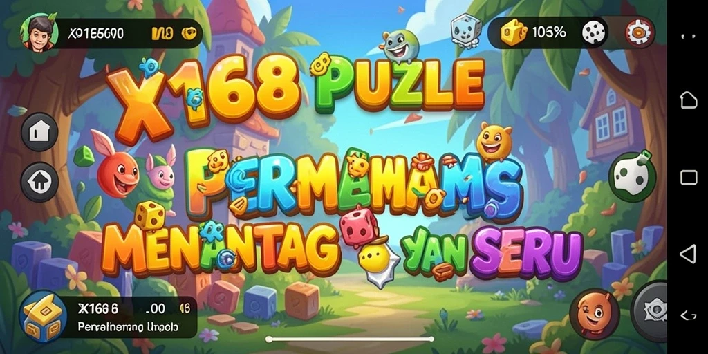 Screenshot utama X168 menunjukkan gameplay puzzle yang menarik dan menantang.