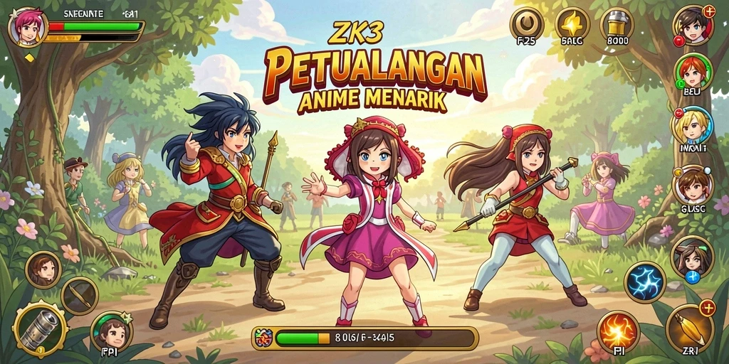 Tampilan gameplay menarik dari ZK3 dengan karakter anime yang menawan.